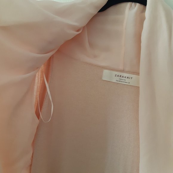 *NWOT* Zara Knit Soft Ballet Pink Rayon Chiffon Shawl Collar Cardigan Med - Picture 6 of 9